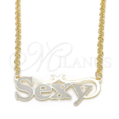 Collares con Dije 04.63.1389.18 Oro Laminado, Diseño de Con Nombre, Pulido, Tono Dorado (03 MM Thickness, 18 Inches Length)