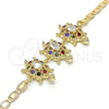 Pulsera Elegante 03.63.1987.4.08 Oro Laminado, Diseño de Tortuga, con Multicolor Zirconia Cubica, Pulido, Tono Dorado (04 MM Thickness, 8 Inches Length)