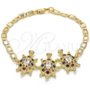 Pulsera Elegante 03.63.1987.4.08 Oro Laminado, Diseño de Tortuga, con Multicolor Zirconia Cubica, Pulido, Tono Dorado (04 MM Thickness, 8 Inches Length)