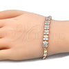 Pulsera Elegante 03.63.2002.08 Oro Laminado, con Blanca Zirconia Cubica, Pulido, Tono Dorado (04 MM Thickness, 8 Inches Length)