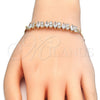 Pulsera Elegante 03.63.2002.08 Oro Laminado, con Blanca Zirconia Cubica, Pulido, Tono Dorado (04 MM Thickness, 8 Inches Length)