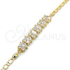 Pulsera Elegante 03.63.2002.08 Oro Laminado, con Blanca Zirconia Cubica, Pulido, Tono Dorado (04 MM Thickness, 8 Inches Length)