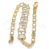 Pulsera Elegante 03.63.2002.08 Oro Laminado, con Blanca Zirconia Cubica, Pulido, Tono Dorado (04 MM Thickness, 8 Inches Length)