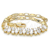 Pulsera Elegante 03.63.2002.08 Oro Laminado, con Blanca Zirconia Cubica, Pulido, Tono Dorado (04 MM Thickness, 8 Inches Length)