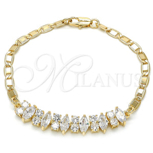 Pulsera Elegante 03.63.2002.08 Oro Laminado, con Blanca Zirconia Cubica, Pulido, Tono Dorado (04 MM Thickness, 8 Inches Length)