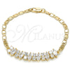 Pulsera Elegante 03.63.2002.08 Oro Laminado, con Blanca Zirconia Cubica, Pulido, Tono Dorado (04 MM Thickness, 8 Inches Length)