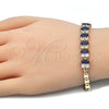 Pulsera Elegante 03.63.2002.2.08 Oro Laminado, con Zafiro Azul and Blanca Zirconia Cubica, Pulido, Tono Dorado (04 MM Thickness, 8 Inches Length)