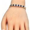 Pulsera Elegante 03.63.2002.2.08 Oro Laminado, con Zafiro Azul and Blanca Zirconia Cubica, Pulido, Tono Dorado (04 MM Thickness, 8 Inches Length)