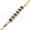 Pulsera Elegante 03.63.2002.2.08 Oro Laminado, con Zafiro Azul and Blanca Zirconia Cubica, Pulido, Tono Dorado (04 MM Thickness, 8 Inches Length)