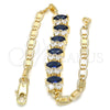 Pulsera Elegante 03.63.2002.2.08 Oro Laminado, con Zafiro Azul and Blanca Zirconia Cubica, Pulido, Tono Dorado (04 MM Thickness, 8 Inches Length)