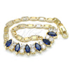 Pulsera Elegante 03.63.2002.2.08 Oro Laminado, con Zafiro Azul and Blanca Zirconia Cubica, Pulido, Tono Dorado (04 MM Thickness, 8 Inches Length)
