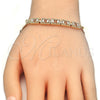 Pulsera Elegante 03.63.1995.08 Oro Laminado, Diseño de Baguette, con Blanca Zirconia Cubica, Pulido, Tono Dorado (04 MM Thickness, 8 Inches Length)
