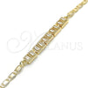Pulsera Elegante 03.63.1995.08 Oro Laminado, Diseño de Baguette, con Blanca Zirconia Cubica, Pulido, Tono Dorado (04 MM Thickness, 8 Inches Length)