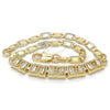 Pulsera Elegante 03.63.1995.08 Oro Laminado, Diseño de Baguette, con Blanca Zirconia Cubica, Pulido, Tono Dorado (04 MM Thickness, 8 Inches Length)