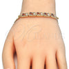 Pulsera Elegante 03.63.1995.1.08 Oro Laminado, Diseño de Baguette, con Granate and Blanca Zirconia Cubica, Pulido, Tono Dorado (04 MM Thickness, 8 Inches Length)