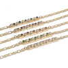 Pulsera Elegante 03.63.1995.3.08 Oro Laminado, Diseño de Baguette, con Verde and Blanca Zirconia Cubica, Pulido, Tono Dorado (04 MM Thickness, 8 Inches Length)