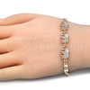 Pulsera Elegante 03.63.1990.08 Oro Laminado, Diseño de Elefante, con Blanca Zirconia Cubica, Pulido, Tono Dorado (04 MM Thickness, 8 Inches Length)