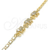 Pulsera Elegante 03.63.1990.08 Oro Laminado, Diseño de Elefante, con Blanca Zirconia Cubica, Pulido, Tono Dorado (04 MM Thickness, 8 Inches Length)