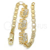 Pulsera Elegante 03.63.1990.08 Oro Laminado, Diseño de Elefante, con Blanca Zirconia Cubica, Pulido, Tono Dorado (04 MM Thickness, 8 Inches Length)