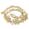 Pulsera Elegante 03.63.1990.08 Oro Laminado, Diseño de Elefante, con Blanca Zirconia Cubica, Pulido, Tono Dorado (04 MM Thickness, 8 Inches Length)