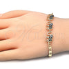 Pulsera Elegante 03.63.1990.2.08 Oro Laminado, Diseño de Elefante, con Negro and Blanca Zirconia Cubica, Pulido, Tono Dorado (04 MM Thickness, 8 Inches Length)
