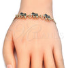 Pulsera Elegante 03.63.1990.2.08 Oro Laminado, Diseño de Elefante, con Negro and Blanca Zirconia Cubica, Pulido, Tono Dorado (04 MM Thickness, 8 Inches Length)