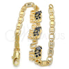 Pulsera Elegante 03.63.1990.2.08 Oro Laminado, Diseño de Elefante, con Negro and Blanca Zirconia Cubica, Pulido, Tono Dorado (04 MM Thickness, 8 Inches Length)