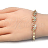 Pulsera Elegante 03.63.1990.3.08 Oro Laminado, Diseño de Elefante, con Multicolor Zirconia Cubica, Pulido, Tono Dorado (04 MM Thickness, 8 Inches Length)