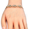 Pulsera Elegante 03.63.1990.3.08 Oro Laminado, Diseño de Elefante, con Multicolor Zirconia Cubica, Pulido, Tono Dorado (04 MM Thickness, 8 Inches Length)