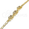 Pulsera Elegante 03.63.1990.3.08 Oro Laminado, Diseño de Elefante, con Multicolor Zirconia Cubica, Pulido, Tono Dorado (04 MM Thickness, 8 Inches Length)