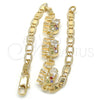 Pulsera Elegante 03.63.1990.3.08 Oro Laminado, Diseño de Elefante, con Multicolor Zirconia Cubica, Pulido, Tono Dorado (04 MM Thickness, 8 Inches Length)