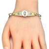 Pulsera Elegante 03.253.0024.08 Oro Laminado, Diseño de Guadalupe y Flor, Pulido, Tres Tonos (05 MM Thickness, 8 Inches Length)