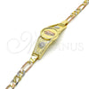 Pulsera Elegante 03.253.0024.08 Oro Laminado, Diseño de Guadalupe y Flor, Pulido, Tres Tonos (05 MM Thickness, 8 Inches Length)