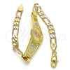 Pulsera Elegante 03.253.0024.08 Oro Laminado, Diseño de Guadalupe y Flor, Pulido, Tres Tonos (05 MM Thickness, 8 Inches Length)
