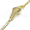 Pulsera Elegante 03.253.0025.08 Oro Laminado, Diseño de Guadalupe y Flor, con Multicolor Cristal, Pulido, Tono Dorado (05 MM Thickness, 8 Inches Length)