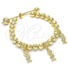Pulsera Bolo Ajustable 03.63.2006.08 Oro Laminado, Diseño de Niñito Pequeño, Pulido, Tono Dorado (08 MM Thickness, 8 Inches Length)