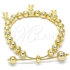 Pulsera Bolo Ajustable 03.63.2006.08 Oro Laminado, Diseño de Niñito Pequeño, Pulido, Tono Dorado (08 MM Thickness, 8 Inches Length)