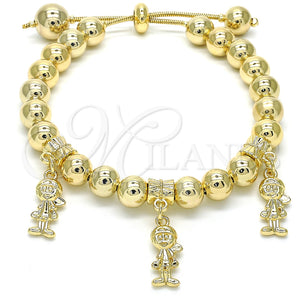Pulsera Bolo Ajustable 03.63.2006.08 Oro Laminado, Diseño de Niñito Pequeño, Pulido, Tono Dorado (08 MM Thickness, 8 Inches Length)