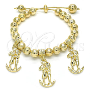 Pulsera Bolo Ajustable 03.63.2008.08 Oro Laminado, Pulido, Tono Dorado (08 MM Thickness, 8 Inches Length)