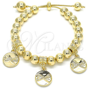 Pulsera Bolo Ajustable 03.63.2010.08 Oro Laminado, Pulido, Tono Dorado (08 MM Thickness, 8 Inches Length)