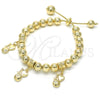Pulsera Bolo Ajustable 03.63.2012.08 Oro Laminado, Diseño de Corazón, Pulido, Tono Dorado (08 MM Thickness, 8 Inches Length)