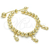 Pulsera Bolo Ajustable 03.63.2012.08 Oro Laminado, Diseño de Corazón, Pulido, Tono Dorado (08 MM Thickness, 8 Inches Length)