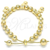 Pulsera Bolo Ajustable 03.63.2012.08 Oro Laminado, Diseño de Corazón, Pulido, Tono Dorado (08 MM Thickness, 8 Inches Length)