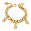 Pulsera Bolo Ajustable 03.63.2012.08 Oro Laminado, Diseño de Corazón, Pulido, Tono Dorado (Grosor 08 MM, 8 Pulgadas de Largo)