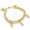 Pulsera Bolo Ajustable 03.63.2017.08 Oro Laminado, Diseño de Niñito Pequeño, Pulido, Tono Dorado (08 MM Thickness, 8 Inches Length)