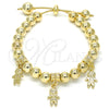 Pulsera Bolo Ajustable 03.63.2017.08 Oro Laminado, Diseño de Niñito Pequeño, Pulido, Tono Dorado (08 MM Thickness, 8 Inches Length)