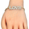 Pulsera Elegante 03.63.2018.08 Oro Laminado, Diseño de Amor, Pulido, Tono Dorado (03 MM Thickness, 8 Inches Length)