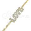 Pulsera Elegante 03.63.2018.08 Oro Laminado, Diseño de Amor, Pulido, Tono Dorado (03 MM Thickness, 8 Inches Length)