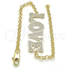 Pulsera Elegante 03.63.2018.08 Oro Laminado, Diseño de Amor, Pulido, Tono Dorado (03 MM Thickness, 8 Inches Length)