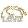 Pulsera Elegante 03.63.2018.08 Oro Laminado, Diseño de Amor, Pulido, Tono Dorado (03 MM Thickness, 8 Inches Length)